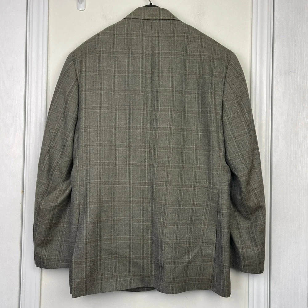 Jos A Bank Signature Tan Plaid SILK + WOOL‎ 42R Blazer Sport Coat Suit Jacket